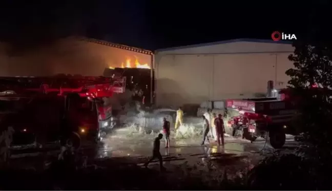 Tekstil fabrikasının pamuk deposu yandı