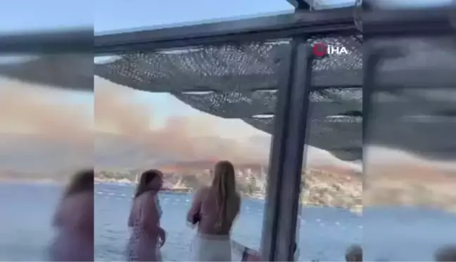 Bodrum'da Türkbükü yangını geniş alana yayıldı