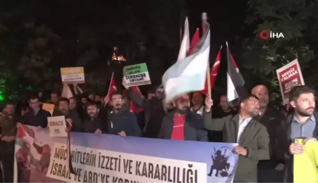 İsrail'in saldırısı Ankara Büyükelçiliği önünde protesto edildi