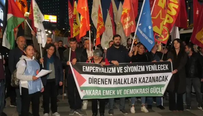 Ankara Emek ve Demokrasi Güçleri, İsrail'in Filistin'e Yönelik Saldırılarını Protesto Etti.