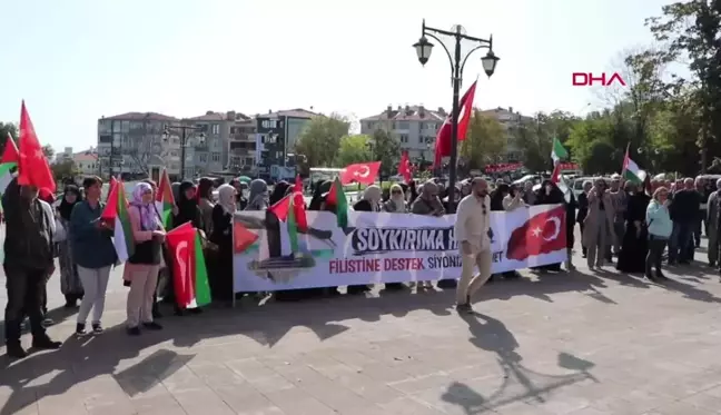 TEKİRDAĞ'DA İSRAİL'İN FİLİSTİN'E SALDIRILARI PROTESTO EDİLDİ