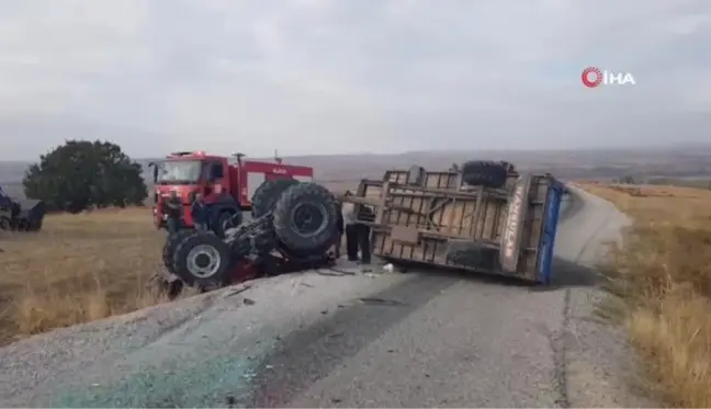 Çorum'un Alaca ilçesinde traktör devrildi, 1 kişi yaralandı