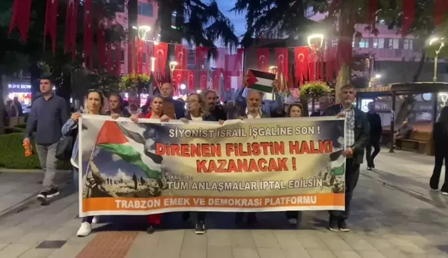 Eğitim-Sen Trabzon Şubesi İsrail'in Filistin'e yönelik saldırılarını protesto etti