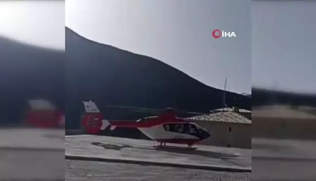 Kosta kırığı hastası için ambulans helikopter havalandı