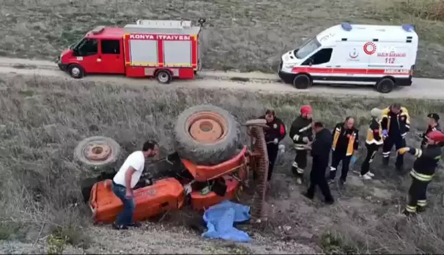 Şarampole devrilen traktörün altında kalan sürücü hayatını kaybetti