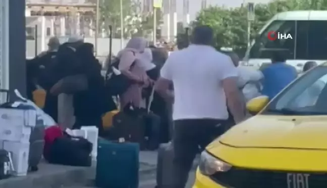 Pendik'te turistlerin taksiciyle 'taksimetre çok yazdı' kavgası kamerada