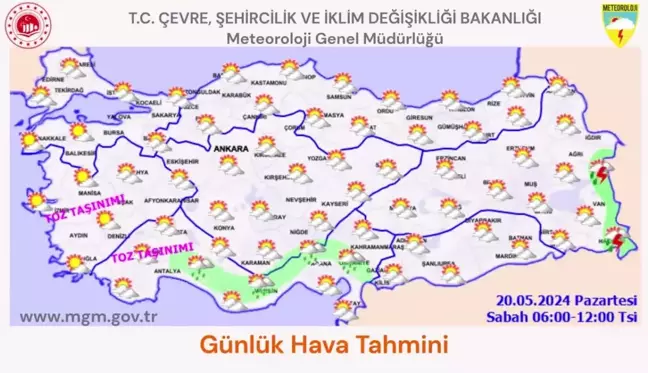 Bugün bazı bölgelerde sağanak yağış ve toz taşınımı bekleniyor