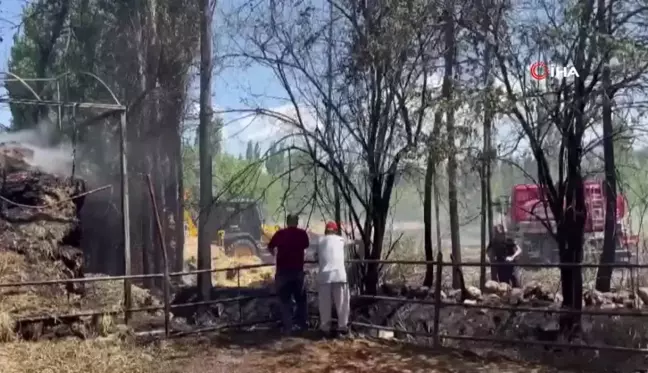 Bucak'ta Tarlada Başlayan Yangın Ahır ve Saman Balyalarına Sıçradı