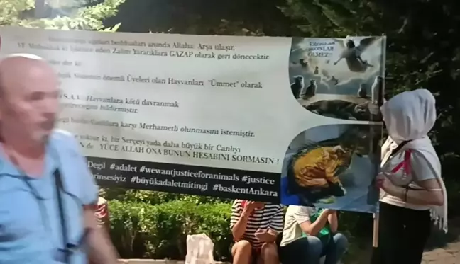 Kuğulu Park'ta Hayvanları Koruma Kanunu protestosu