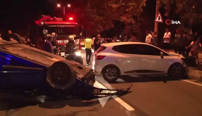 Tuzla'da kontrolden çıkan araç karşıdan gelen otomobile çarpıp takla attı: 1'i ağır 3 yaralı