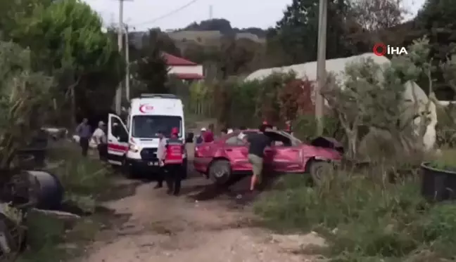 Kontrolden Çıkan Araç Fidanlığa Uçtu: Sürücü İtfaiye Tarafından Kurtarıldı