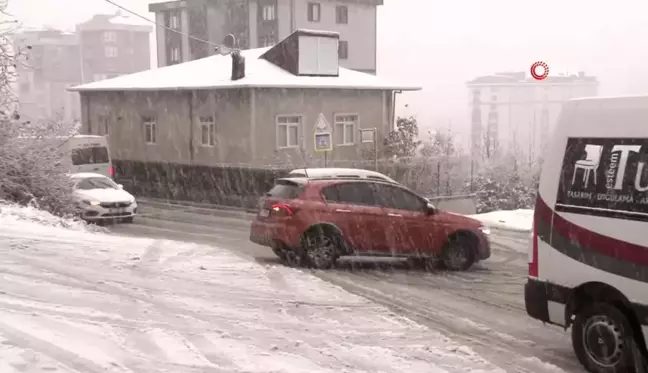 İstanbul'da Aydos Ormanı'nda Lapa Lapa Kar Yağışı