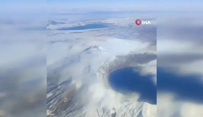 Nemrut Krateri Karla Kaplandı, Uçaktan Görüntülendi