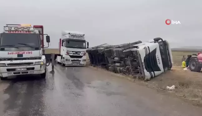 Mısır Yüklü Tır Devrildi, Tonlarca Mısır Araziye Saçıldı