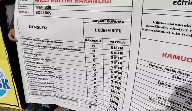 Eğitim-Sen Mersin Şubesi'nden Bakan Tekin'e 'Karne'