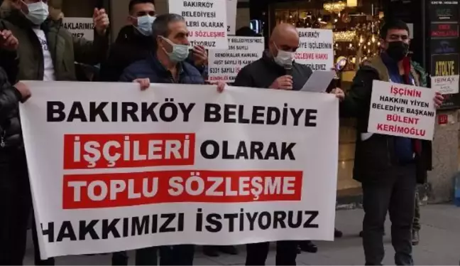 BAKIRKÖY BELEDİYESİ İŞÇİLERİNDEN CHP İSTANBUL İL BİNASI ÖNÜNDE EYLEM