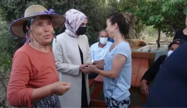 AK Partili Leyla Şahin Usta, yangında zarar gören alanlarda incelemede bulundu