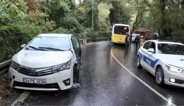 SARIYER'DE İETT OTOBÜSÜ 2 OTOMOBİLE ÇARPTI; ÖĞRENCİLER OKULA YÜRÜYEREK GİTTİ