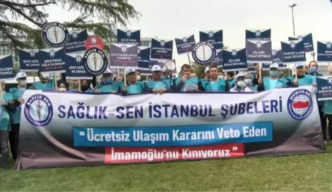 SAĞLIKÇILARDAN İBB ÖNÜNDE EYLEM