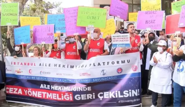 AİLE HEKİMLİĞİ PLATFORMU ÜYESİ HEKİMLERDEN İSTANBUL İL SAĞLIK MÜDÜRLÜĞÜ ÖNÜNDE AÇIKLAMA