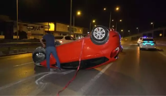 TAKLA ATARAK METRELERCE SÜRÜKLENEN OTOMOBİLDEN BURNU BİLE KANAMADAN ÇIKTI