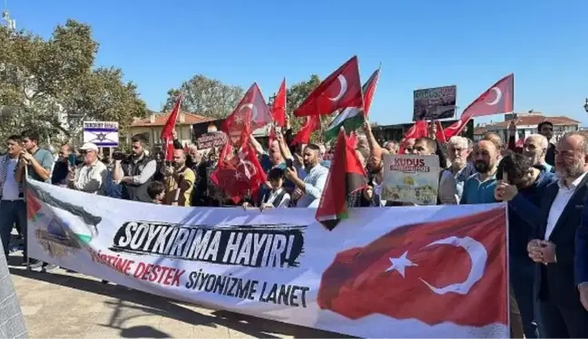 Tekirdağ'da İsrail'in Filistin'e yönelik saldırıları protesto edildi