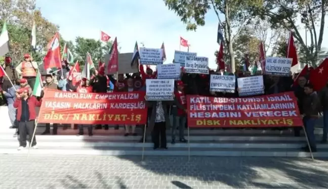 DİSK Nakliyat İş Üyeleri İsrail'in Filistin'e yönelik saldırılarını protesto etti