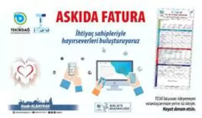 Tekirdağ'da 1 ayda 42 bin TL'lik bin 23 adet askıdan fatura ödendi