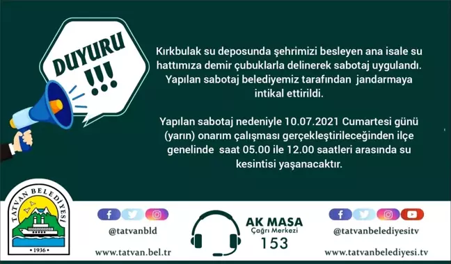 Su hattını delerek ilçeyi susuz bıraktılar