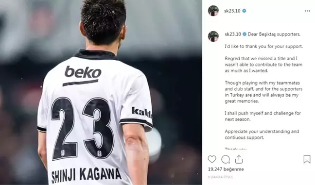 Kagawa Beşiktaş'a veda etti
