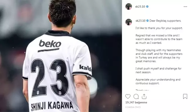 Kagawa Beşiktaş'a veda etti