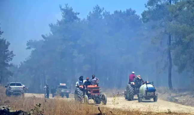 Çiftçilerin müdahalesiyle orman yangını söndürüldü