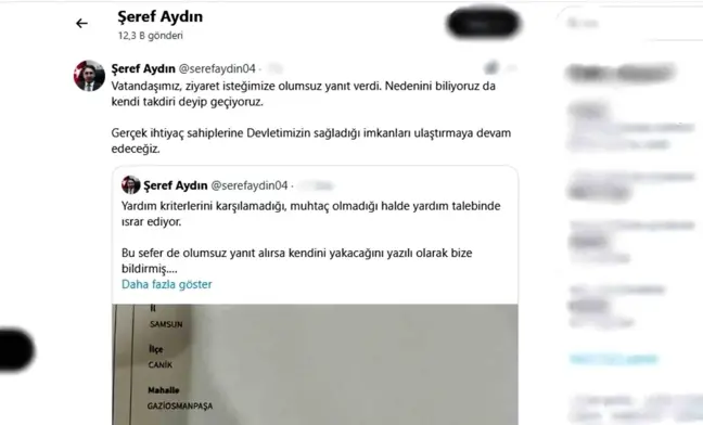 Samsun'da Yardım Talebine Olumsuz Yanıt: Şantaj İddiası