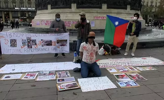 Paris'te Beluç milliyetçisinden gözü kapalı protesto