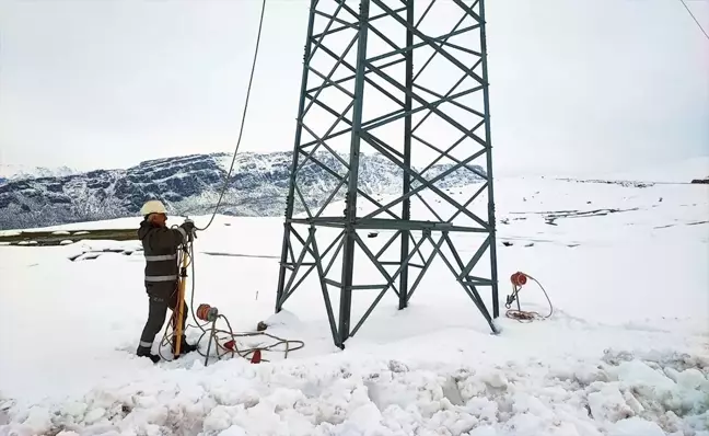 Siirt'in Pervari ilçesinde kar ve tipi nedeniyle elektrik arızası