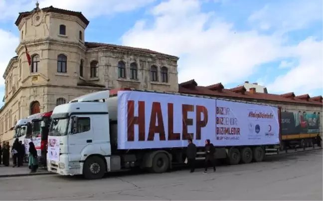Sivas'tan Halepliler'e 6 Tır Yardım Malzemesi