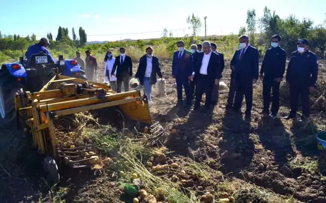 Kırşehir Valisi Akın, öğrencilerin uygulama bahçesinde patates hasadına katıldı