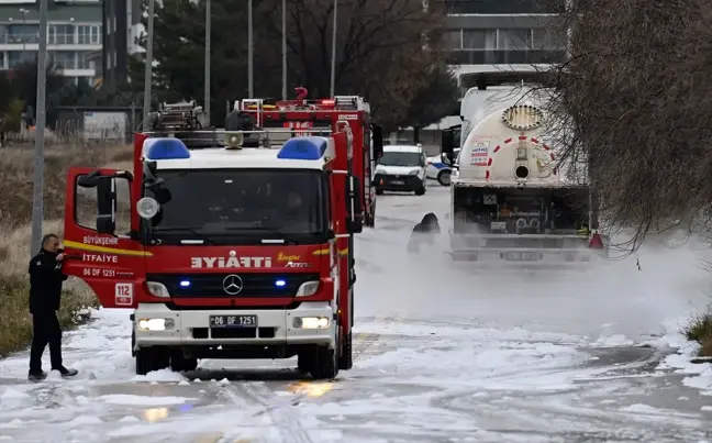 Ankara'da LPG Dolu Tankerde Sızıntı Meydana Geldi