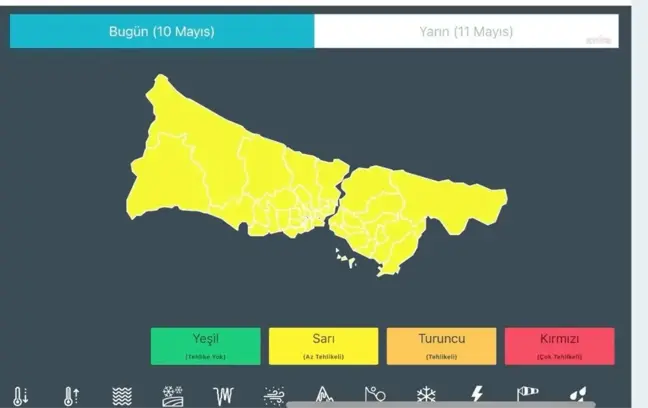 İstanbul'da Kuvvetli Sağanak Yağış Uyarısı
