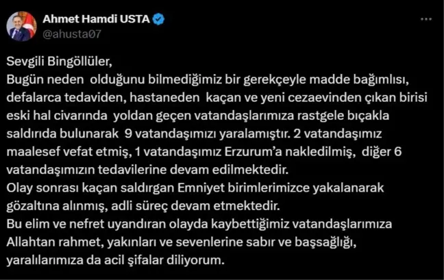 Bingöl'de bıçaklı saldırı: 2 ölü, 7 yaralı