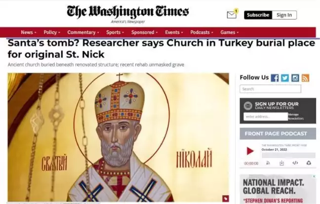 'Noel Baba'nın mezarı dünya gündeminde