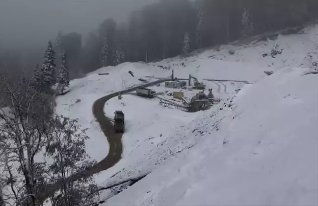 Sinop'un Türkeli İlçesinde Kar Yağışı Başladı