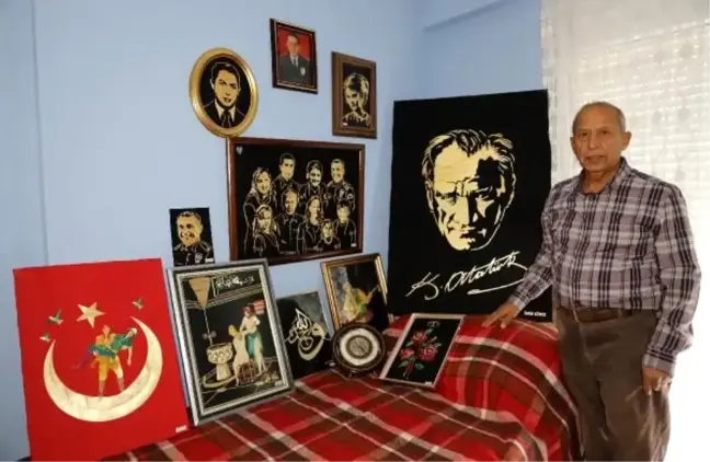 Boya yerine çavdar sapıyla 60 yıldır resim yapıyor