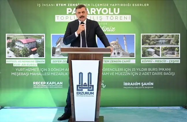 Erzurum Valisi Mustafa Çiftçi, hayırsever tarafından yaptırılan caminin açılışına katıldı