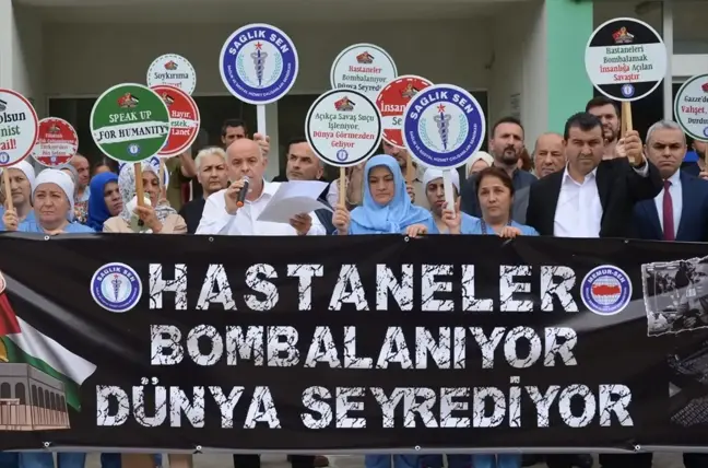 Giresun'da Sağlık-Sen Üyeleri İsrail'in Gazze'ye Saldırılarını Protesto Etti