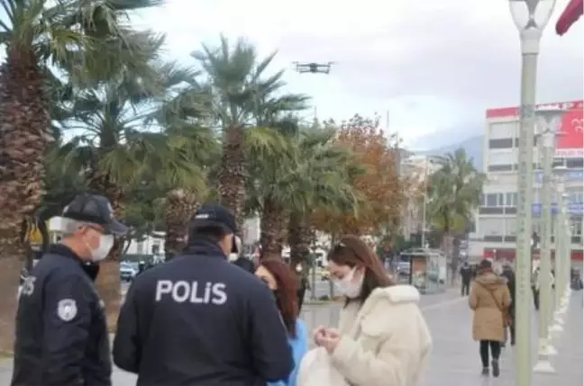 Aydın'da dronlu maske, mesafe ve sigara denetimi