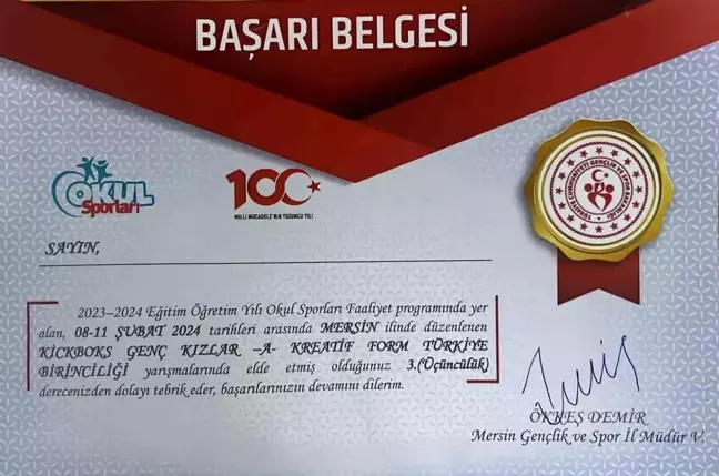 Kütahya Nafi Güral Fen Lisesi Öğrencisi Zülal Ermiş Türkiye Üçüncüsü Oldu