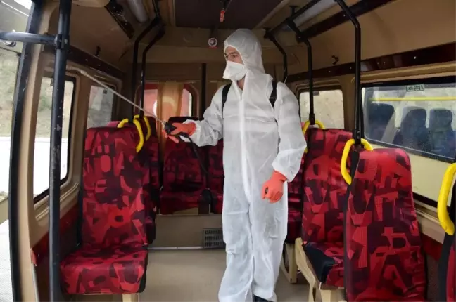 Niksar'da dolmuş ve duraklarda korona virüs önlemi