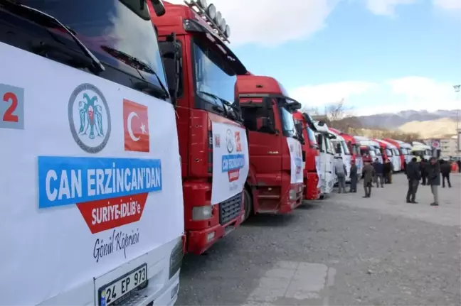 Erzincan'dan İdlib'e 20 tır yardım malzemesi gönderildi