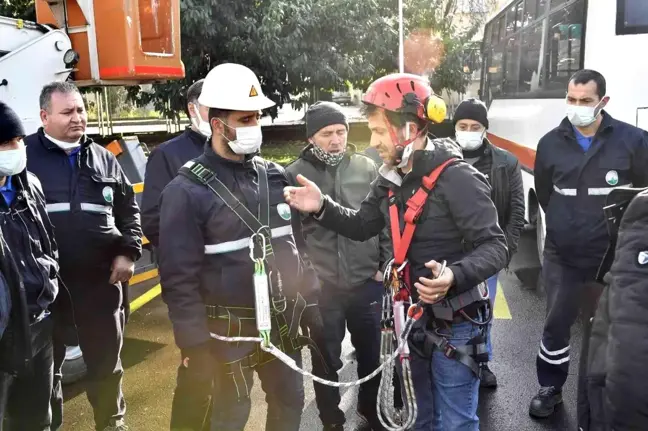 Belediye personeline yüksekte çalışma eğitimi